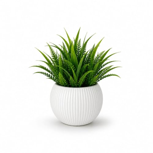 GROWSHIP Premium Artificial Grass & Fern Plant with White Apple P...
