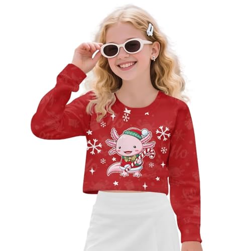 Girls Kids Sweatshirts Long Sleeves Top Crew Neck Pullover Lightweight Casual Fall Winter Clothes Outfits for Teens