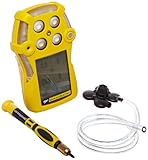 BW Technologies QT-XWHM-A-Y-NA GasAlertQuattro 4-Gas Detector with Alkaline Battery, Combustible, O2, H2S and CO, Yellow