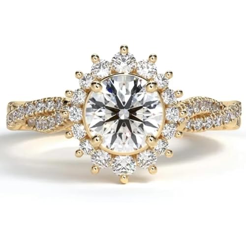 Bague fleur en or et pierre blanche pour femme et homme
