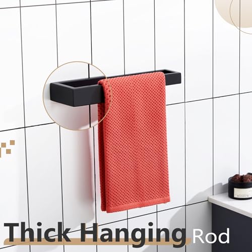 Image of KOKOSIRI Towel Bar Matte Black Hand Towel Holder 12-Inch Kitchen Rack Stainless Steel for Bathroom Hardware Wall Mounted, 1 Pack B4008BK-L12