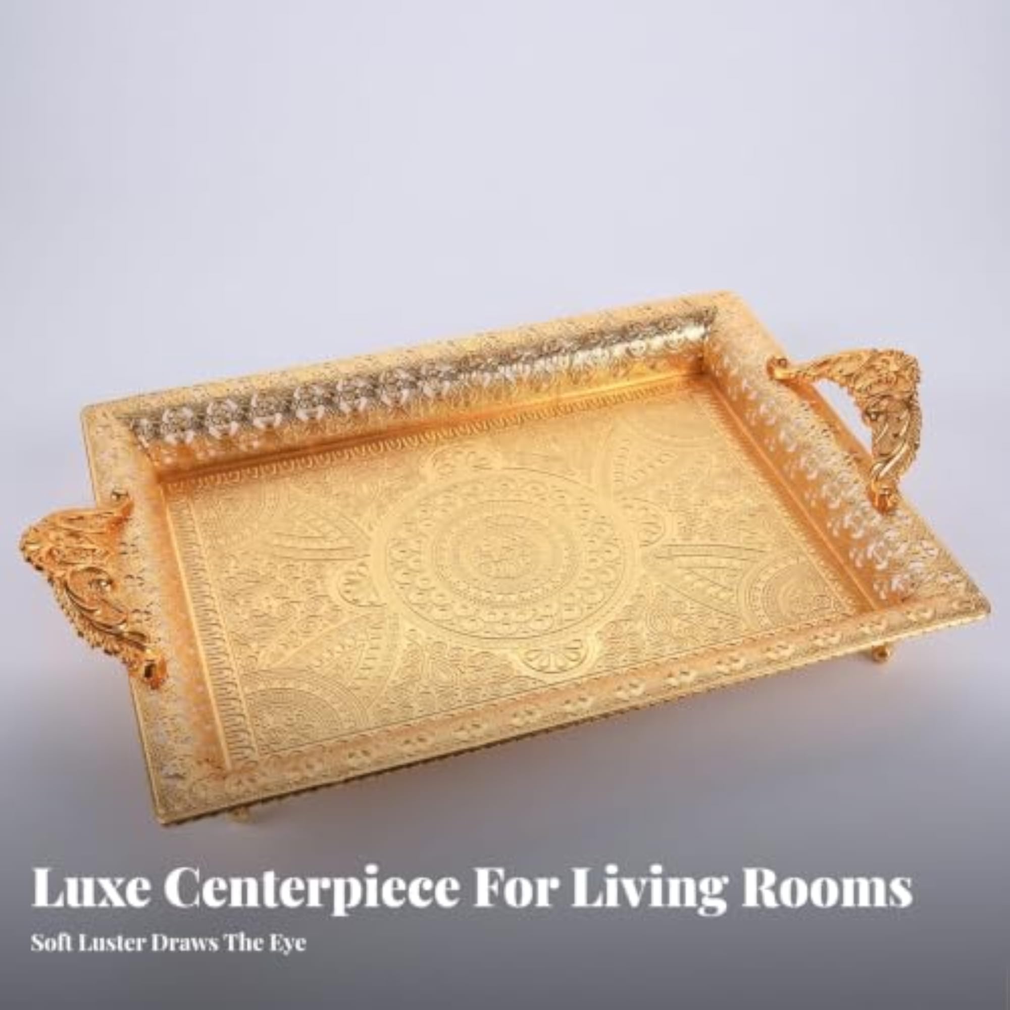 Ornate Peacock Pattern Tray, Vintage Embossed