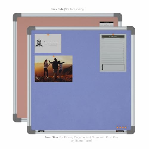 Image of Scholar Art Metis 2x2 Feet Fabric Pin Up Board for Wall & Study Table | Vibrant & Versatile Crape Cloth + High Density Soft Board for Pinning Photos, Sticky Notes & Reminders (Purple)