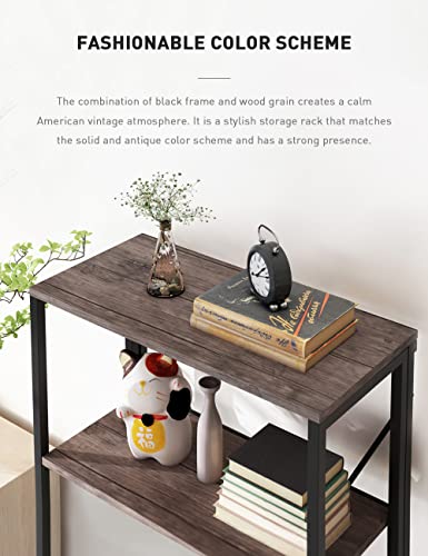 Bookshelf,3-Tier Folding Bookcase,Industrial Book Shelf,Rustic Wood Storage Shelves,Tall Bookshelf,Shelves For Bedroom,Office,Kitchen,Living Room,Study Room,No Assembly Folding Bookshelf,Black #TOP4