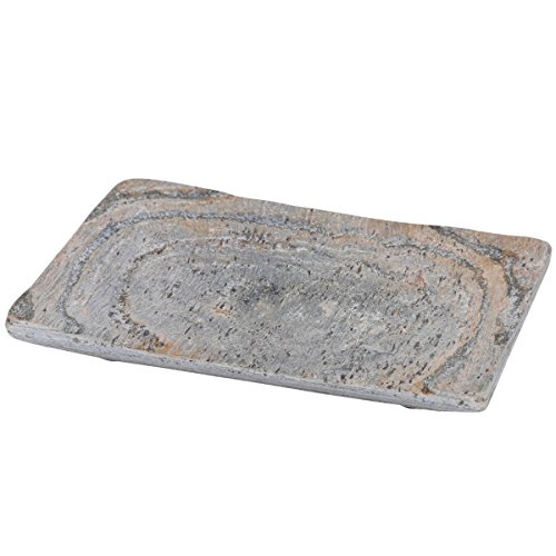 Creative Home Natural Slate Bar Soap Dish, Soap Tray Holder,Bathroom Countertop Organizer, 5.5" X 3.5" X 0.8" H, Grey #TOP8
