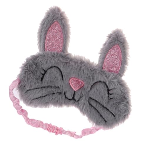 OUNONA プラッシュラビット睡眠眼罩 かわいいウサギデザイン 遮光通気性アイマスク 弾性テープ付き 女性向け快眠グッズ トラベル対応