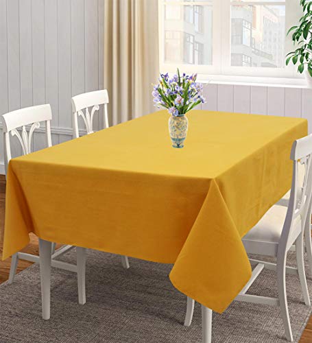 Image of AIRWILL 100% Cotton Solid Pattern 4 Seater Square Table Cover Sized, 56x56 inches (Yellow, Pack of 1)