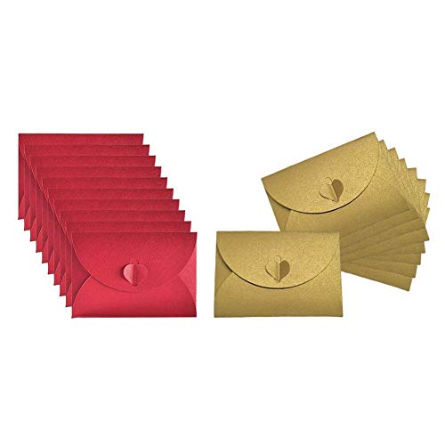 JOYISEN 50 STKS Kraft Papier Enveloppen Mini Handgemaakte Rode en Gouden Enveloppen met Hartsluiting - Afbeelding 8