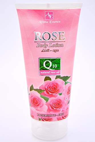 Lait corporel hydratant et nourrissant ROSE avec coenzyme Q10, huile de rose et vitamine E 200ml, Lait Power Anti-Âge, Apaisant et Rafraîchissant Cover