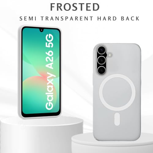 Image of SHINESTAR Back Cover for Samsung Galaxy A26 5G | Frosted Semi-Transparent Slim Case | Only Compatible with Wireless Magnetic Accessories | Hard Back, Matte Finish - White