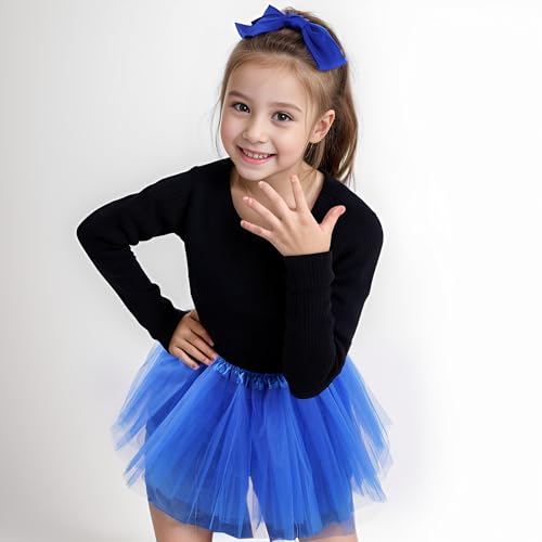 Layered Tulle Girls BlueTutu Skirt for Girls with Hairbow Ballet Dressing Up Princess Ballet Tutu Skirt Halloween Cosplay2