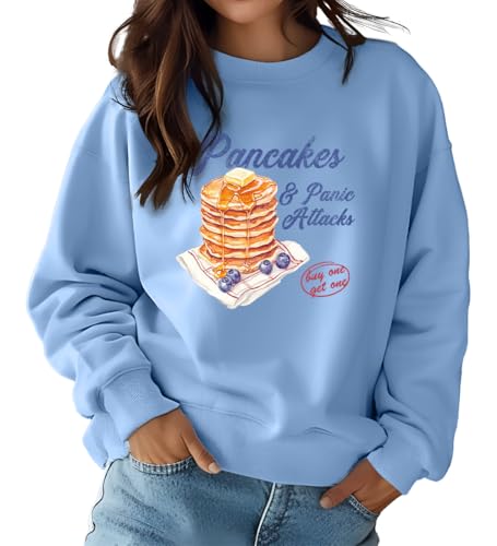 Generic Unisex Adults Pancakes & Panic Attacks Sweatshirt, Red, Small - 3X-Large