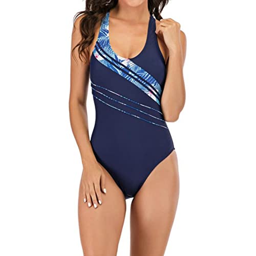 Trajes de baño de mujer Traje de baño femenino estampado de una pieza bikini traje de baño de verano Una pieza (Color : Blue, Size : M) Cover