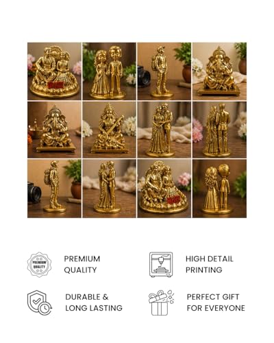 Image of Customized 3D Couple Statue from Photo | Wedding Personalized Miniature Figurine + Free Name Keychain (Gloden, 20 CM)