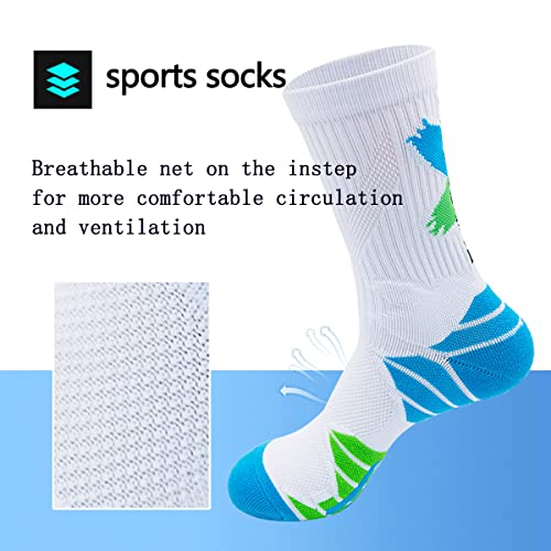 YQHMT Basketball Socks Outdoor Athletic Crew Socks Thick Compression Sports Socks for Men & Women 4 Pack3