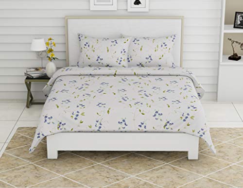 Image of Haus & Kinder 100% Cotton Bed Sheet for King Size Bed, 1 King Size Bedsheet Cotton (108 x 108 Inches) with 2 Pillow Covers | 144 TC Bedsheet for Double Bed King Size | Minimalistic Magic Purple