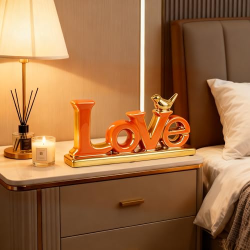 Estatua Decorativa Love Sign Blanco y Dorado miniatura 4