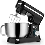 WuDLi Elektrischer Mixer, 1000W Backmischer, 4.5L Standmixer, 8 Geschwindigkeiten, mit Knethaken, Schneebesen und Mixmesseraufsatz, für Brot, Kuchen und Hausbacken