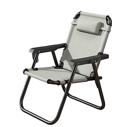 Bekväm Campingstol Fällbar Hopfällbar Stol Lastbar Upp Till 150 Kg Lättviktsfiskestol Med Hög Rygg För Utomhusbruk, Trädgård, Festival,Grey-L