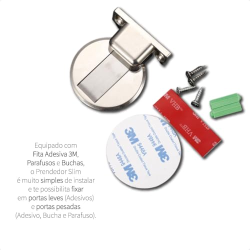 Prende Porta Kit 04 Prendedores De Porta Magnético Redondo Batentes De Porta De Aço Inoxidável Croma