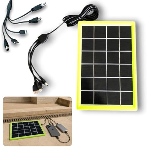 Mini Placa Painel Solar Portátil, 6W, 6V, 27x18cm, 5 Pontas USB, ...