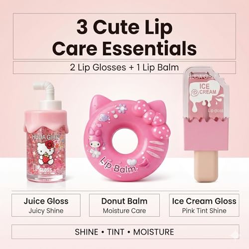 Image of Lip Gloss Combo for Girls, Ice Cream Tint | Juice LipGloss, Moisturizing Lip Balm for Dry, Perfect Glossy Finish, Everyday Glam, Gifting