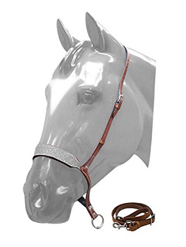 Showman Horse Silver Glitter Overlay Leather Barrel Racing Tie Down Noseband
