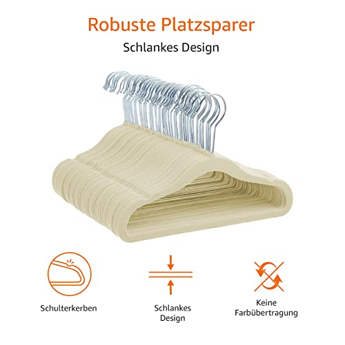 Amazon Basics - Baby-Kinder-Kleiderbügel aus Samt, Beige- 50er-Pack – Bild 3