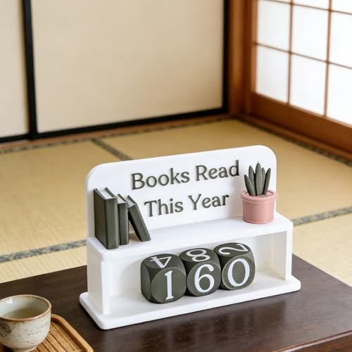 Contador de lectura de libros y rastreador de progreso anual con marcador de madera 4