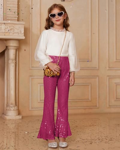 Image of GRACE KARIN Girls Sequin Pants Sparke Trouser Glitter Dance Bell Bottoms 5-14