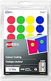 Avery Removable Colour Coding Round Labels, 3/4" Diameter, Assorted Blue, Green, Red, and Yellow Dots, Pack of 240 Labels (2348)