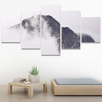 SIGNWIN 5 Panel Canvas Wall Art Foggy Mountains for Home Decorations Ready to Hang - 60
