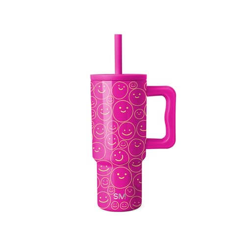 Image of Simple Modern Kids 24 oz Tumbler with Handle and Silicone Straw Lid | Spill Proof and Leak Resistant | Reusable Stainless Steel Bottle | Gift for Kids Boys Girls | Trek Collection | Happy Days