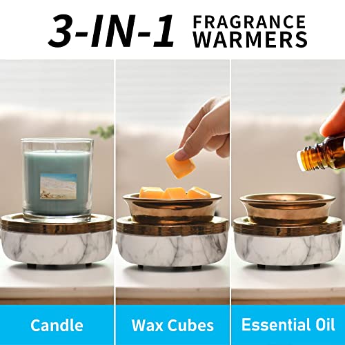 mocosa Ceramic Wax Melt Warmer 3-in-1 Candle Warmer Electric Wax Warmer for Scented Wax Melter Burner for Home,Office, for Mom Women(White)