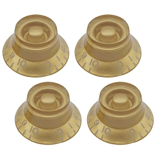 Musiin Electric Guitar LP Style Top Hat Volume Tone Control Knob Compatible with Les Paul Epiphone Parts Replacement 4 packs (Gold)