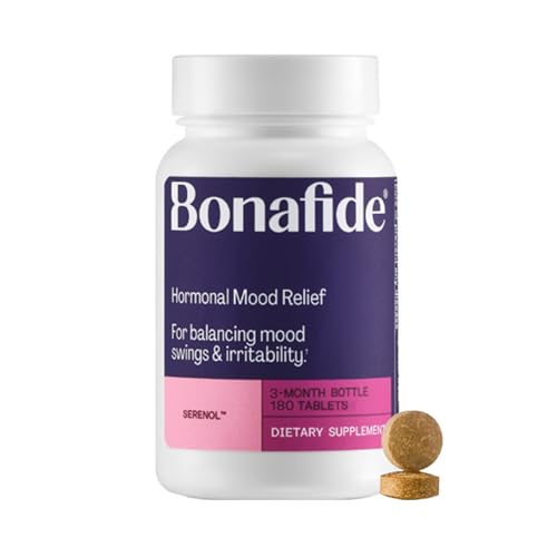 Image of Serenol by Bonafide. Relief from Hormonal Mood Swings, Irritability, & PMS Bloating. - 3-Month Supply (180 Tablets)