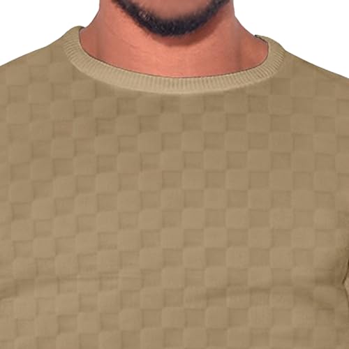 Men's Spring Jacquard Checkered Sweater Male Round Neck Pullover Sweater Cable Knit Long-Sleeve Sweaters for Men2