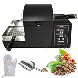 200g Elektrischer Kaffeebohnenröster, Trommelröster für Getreide & Nüsse mit Tablett & Schaufel, 300°C Thermostat, 10-99min Timer, Eingebautes Thermometer für Zuhause & Café