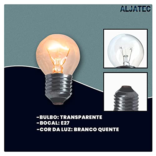Varal Luzes Aljatec 50 metros Lampada Clara 15w Area Externa Gambiarra Casamento Fio de Luz Cordão E