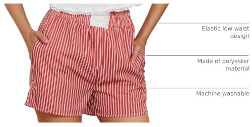 Image of Pivanzore Y2k Plaid Shorts for Women Casual Elastic Waist Aesthetic Lounge Bottom Baggy Pajama Shorts Boxers Sleepwear