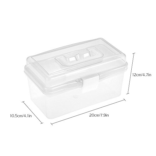 Image of Craft Storage Container with Handle 2 Layer Stack Carry Portable Plastic Bin Case Used for Organizing Stationery Sewing Jewelry Beauty Supplies (White)