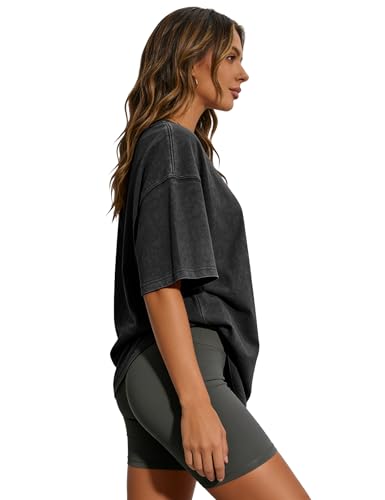 Image of Siimcuzy 2 /4 Pack Oversized Tshirts for Women Short Sleeves Workout Tops