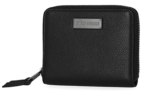 Harley-Davidson Women's Classic Small Zip Around Leather Wallet - Black