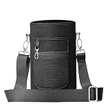 BUZIO Water Bottle Holder Carrying Pouch for Hydroflask 64oz Insulated Bottle- Carry Bag Sleeve with Phone Pocket and Adjustable Padded Shoulder Strap for Men Women Hiking Running Travelling