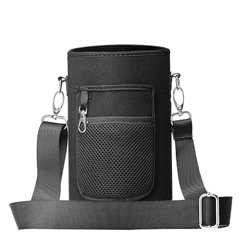 Holder Carrying Pouch For Hydroflask 64oz Insulated Bottle- Carry Bag Sleeve With Phone Pocket And Adjustable Padded Shoulder Strap For Men Women Hiking Running Travelling
