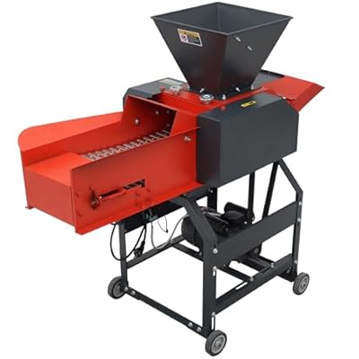 HQHAOTWU 6-Blade Hay Cutter Pulverizer with Belt Conveyor Hay Crusher Grass Pulverizers Grass Breaker ?Crop Straw Crusher Hay Chaff Cutter with Hopper&Voltage Display Screen 220V 2.2KW 500-1000KG/H