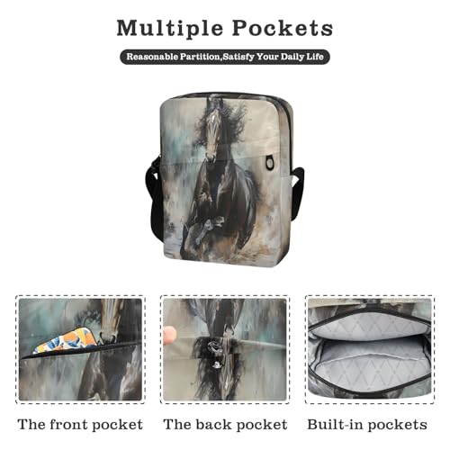 small messenger bag for women Crossbody Bags For Women Casual Everyday Purse Adjustable Strap for outdoor sports outdoor sports- Horse Ink Style2
