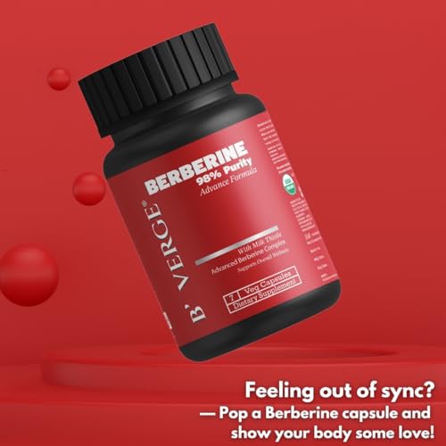 Image of B'VERGE Berberine Supplement 98% (berberis vulgaris) | With Milk Thistle Capsules for Liver | 7 Veg Capsules