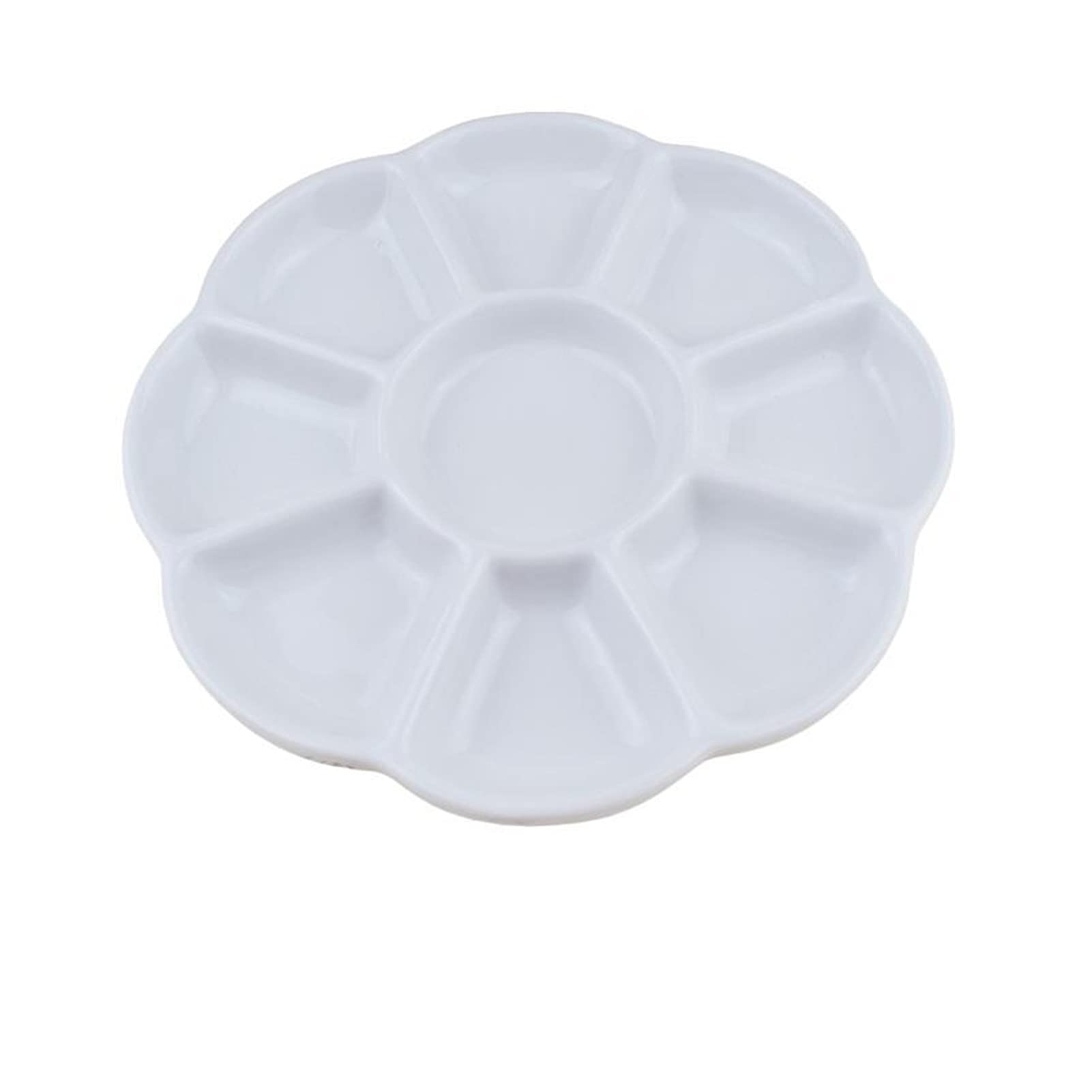 Flat Paint Mixing Palette， Flat Paint Mix Palette, Ceramic, Artist 8-Hole Floral, White, Multiple Sizes(19.2cm)