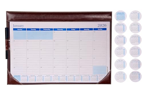 Image of Sukeshcraft Table Planner Calendar 2026 (January 2026 - December 2026) (18.5 inchx13 inchInch.) (2Tone Brown)